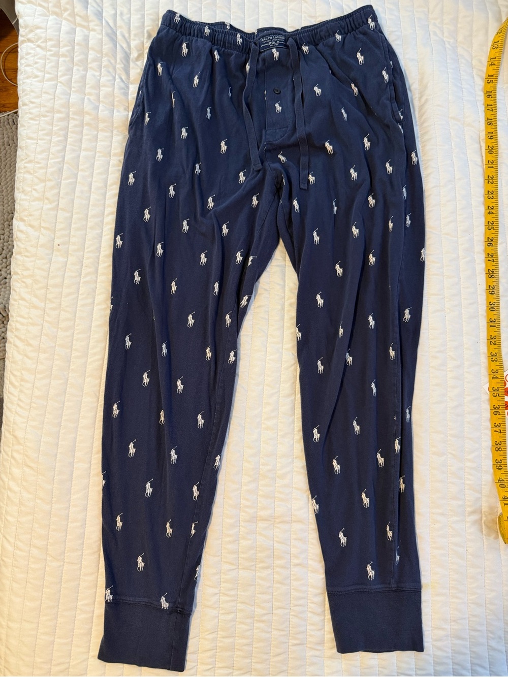 Polo Ralph Lauren Men's Navy Knit Cotton Logo Pajama Pants Drawstring M O28